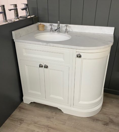 *Ex-display* Burlington 100 Curved Vanity Unit & Minerva Carrara Worktop - Left Hand & Taps