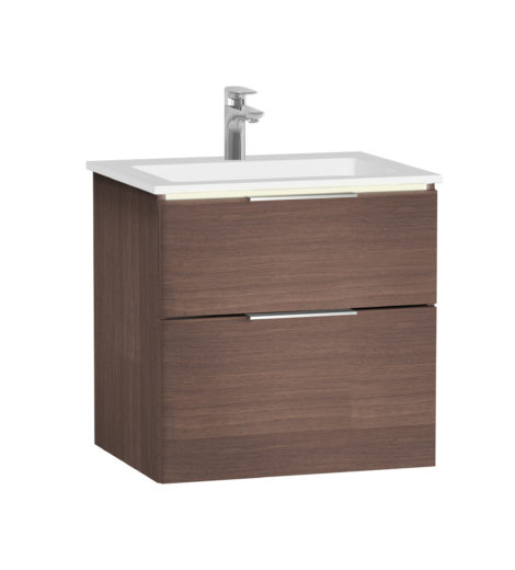 Vitra Ecora 2 Drawer Vanity Unit & Basin 600mm - Dark Oak