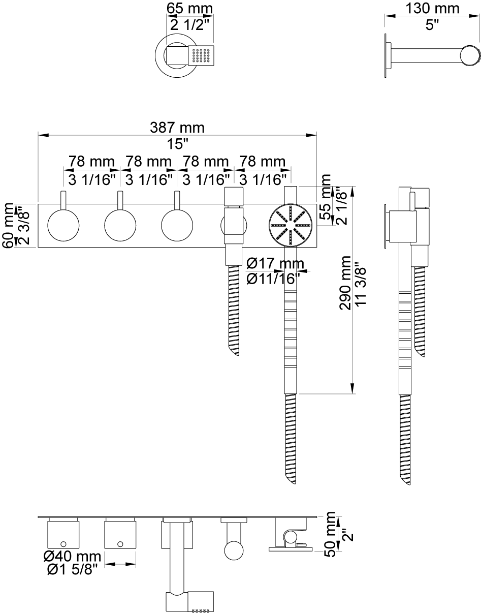 Vola 875S-081-16 Shower Set - Chrome - Image 2