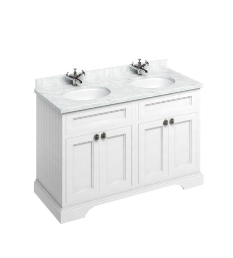 *Ex-display* Burlington 130 Double Vanity Unit - White/Carrara Marble