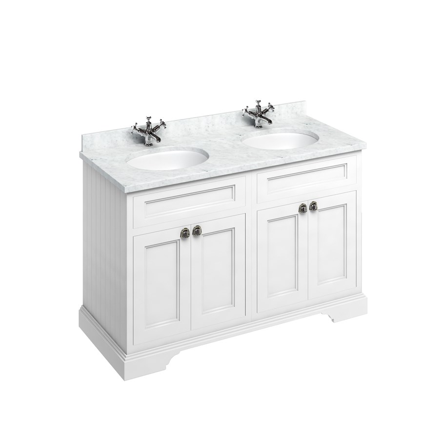 *Ex-display* Burlington 130 Double Vanity Unit - White/Carrara Marble