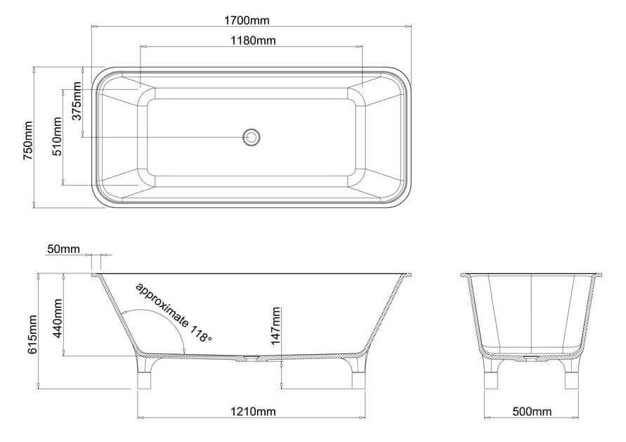 Clearwater Lonio Natural Stone 1700 x 750mm - Image 3